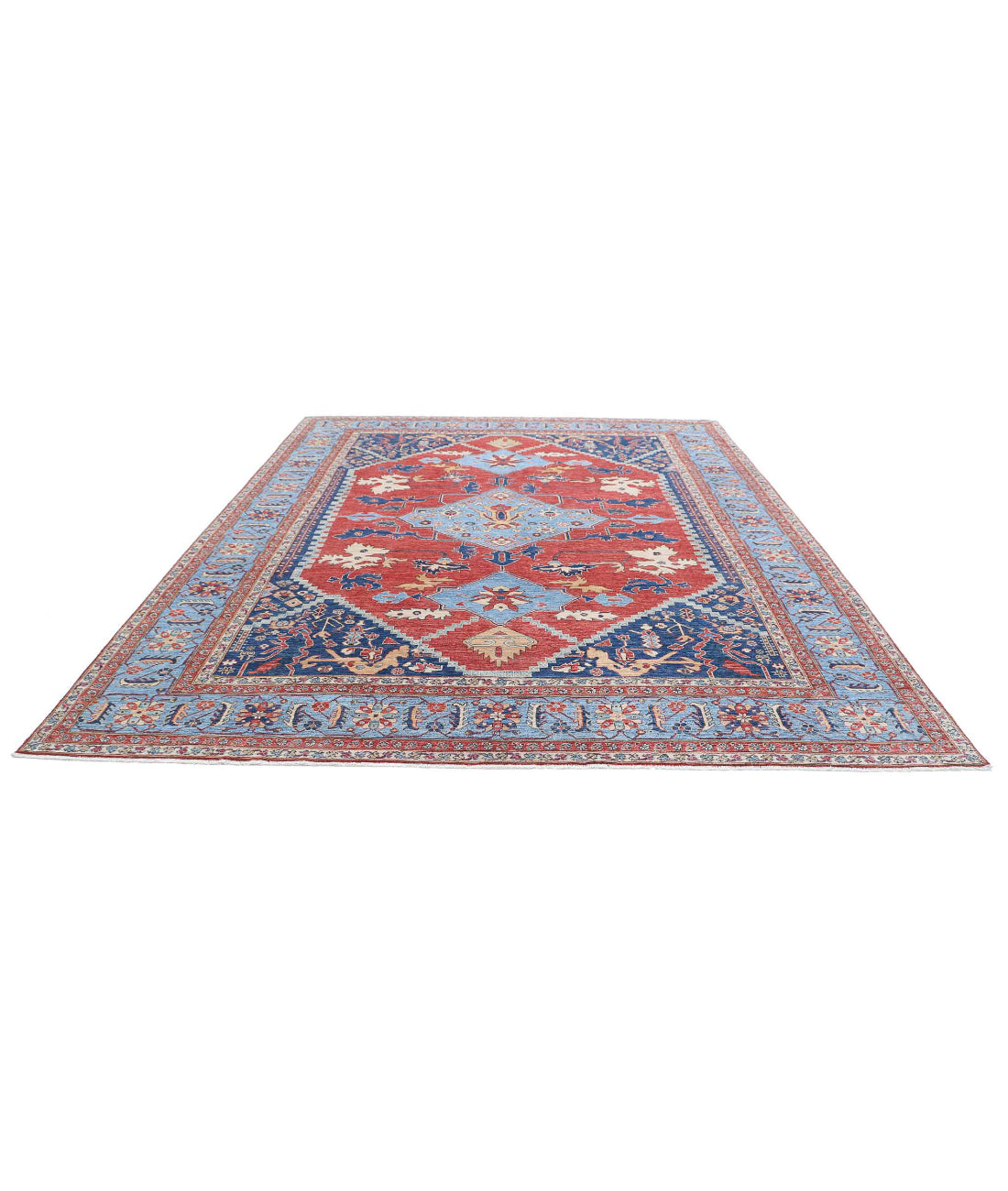 Heriz 9'5'' X 11'10'' Hand-Knotted Wool Rug 9'5'' x 11'10'' (283 X 355) / Red / Blue