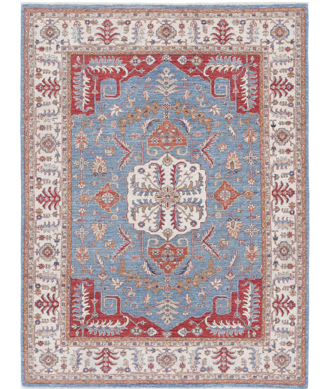 Heriz 5'2'' X 6'9'' Hand-Knotted Wool Rug 5'2'' x 6'9'' (155 X 203) / Blue / Ivory