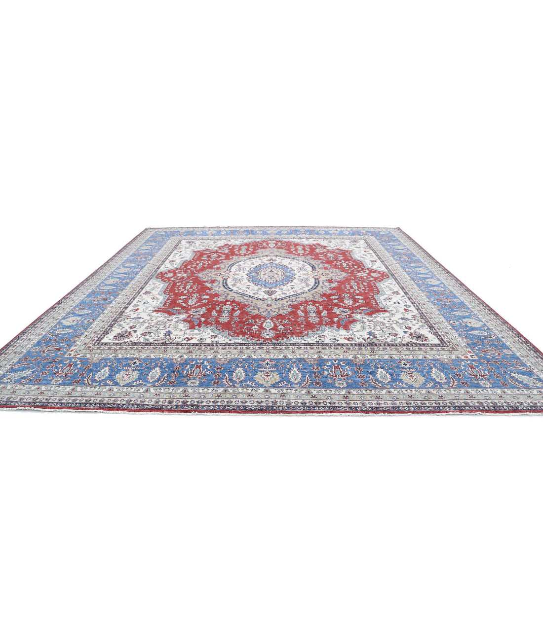 Heriz 14'0'' X 15'7'' Hand-Knotted Wool Rug 14'0'' x 15'7'' (420 X 468) / Red / Blue
