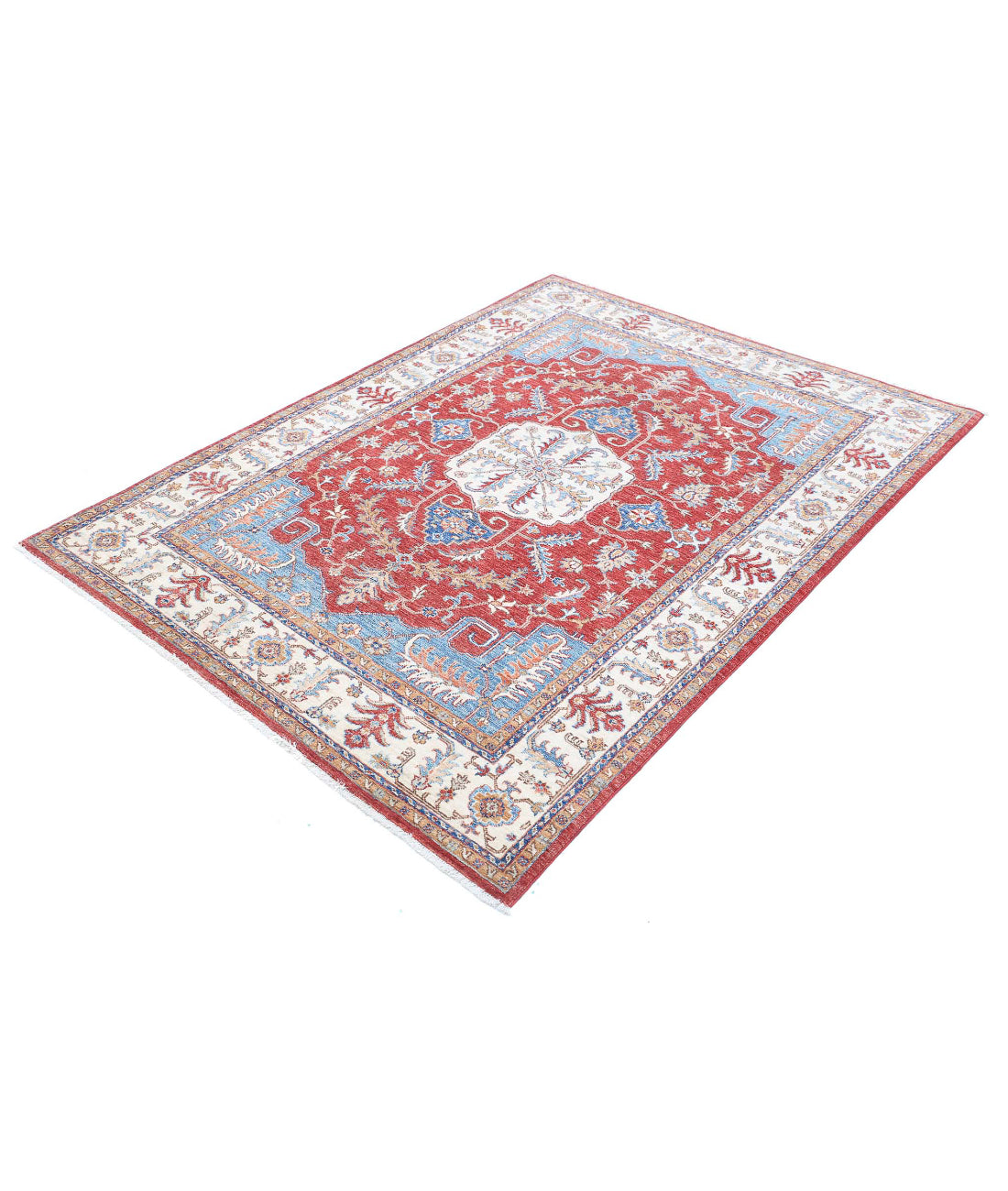 Heriz 4'9'' X 6'5'' Hand-Knotted Wool Rug 4'9'' x 6'5'' (143 X 193) / Red / Ivory