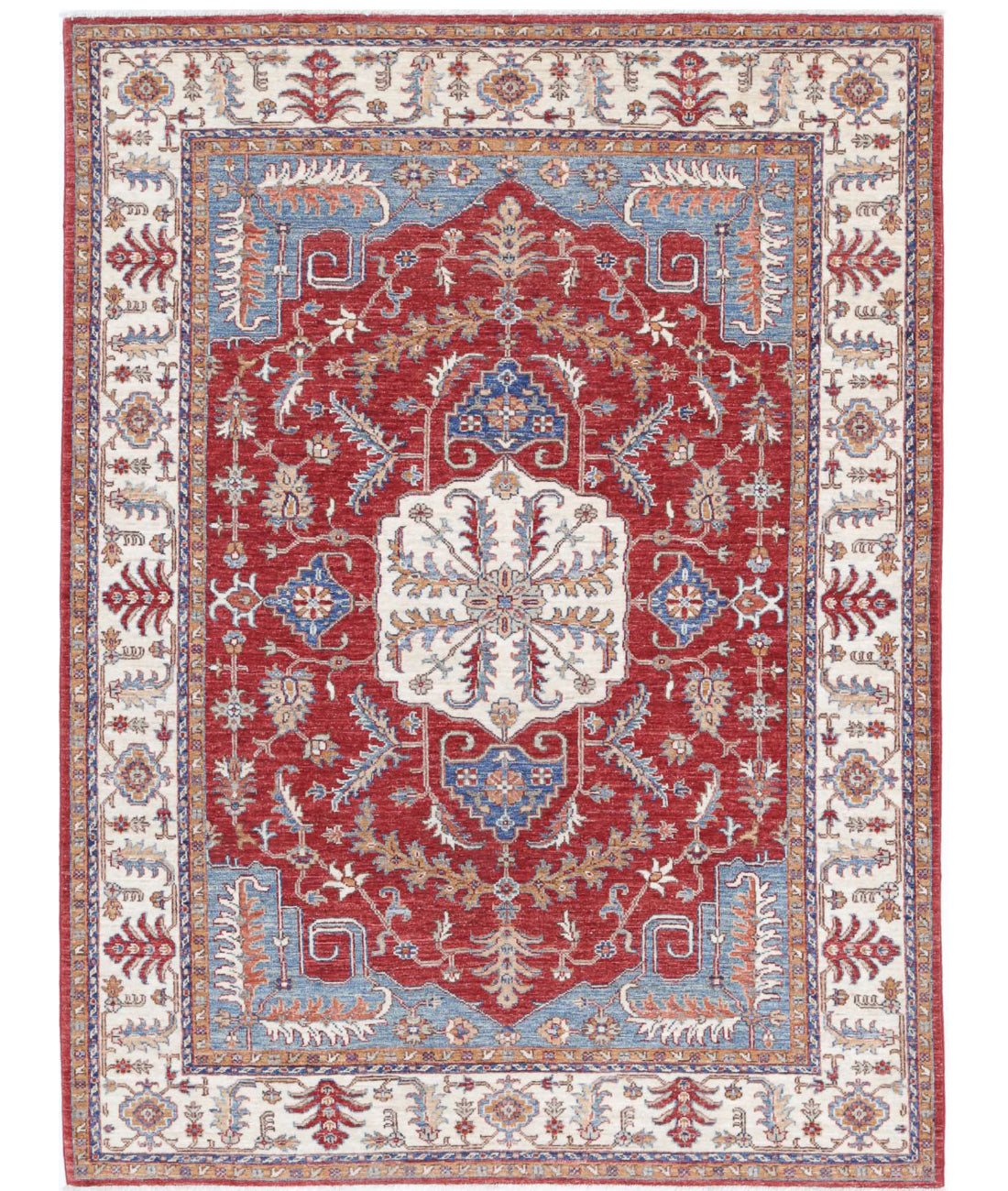 Heriz 4'9'' X 6'5'' Hand-Knotted Wool Rug 4'9'' x 6'5'' (143 X 193) / Red / Ivory