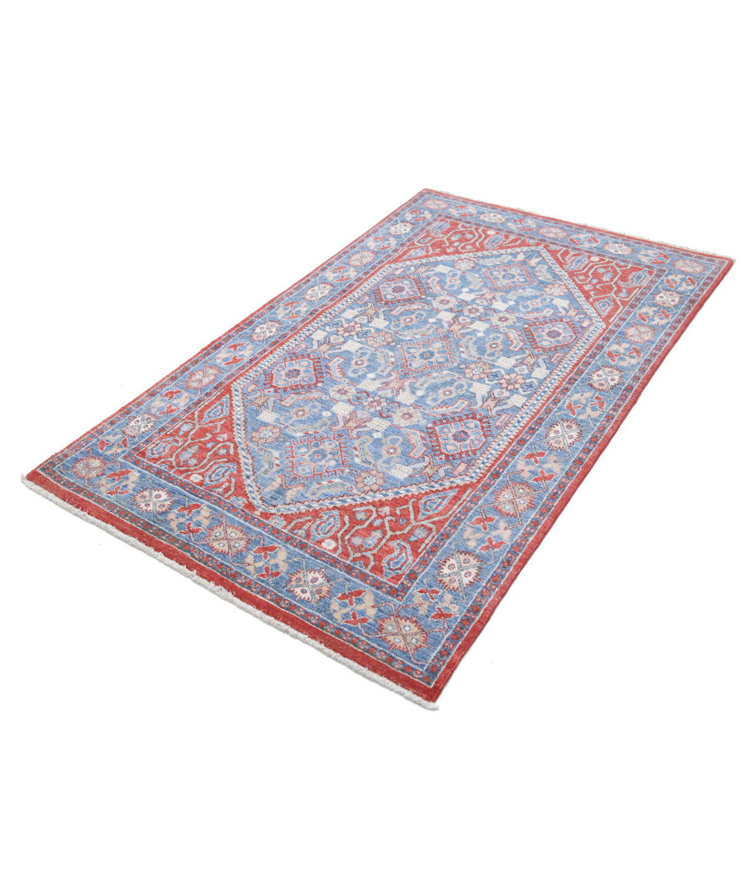 Heriz 3'8'' X 6'2'' Hand-Knotted Wool Rug 3'8'' x 6'2'' (110 X 185) / Red / Blue