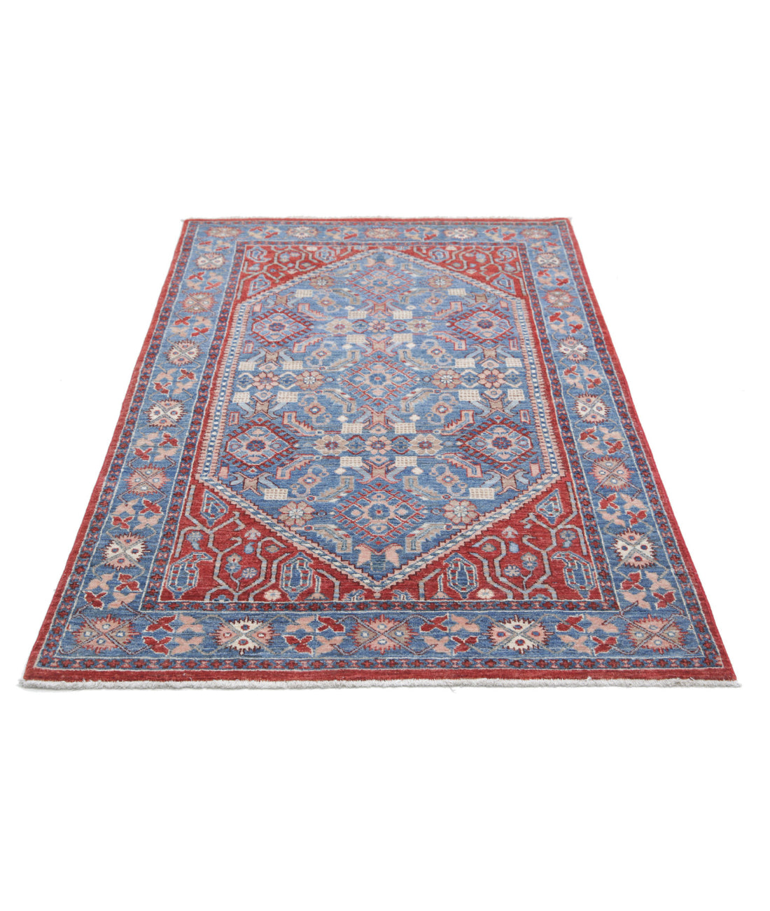Heriz 3'8'' X 6'2'' Hand-Knotted Wool Rug 3'8'' x 6'2'' (110 X 185) / Red / Blue