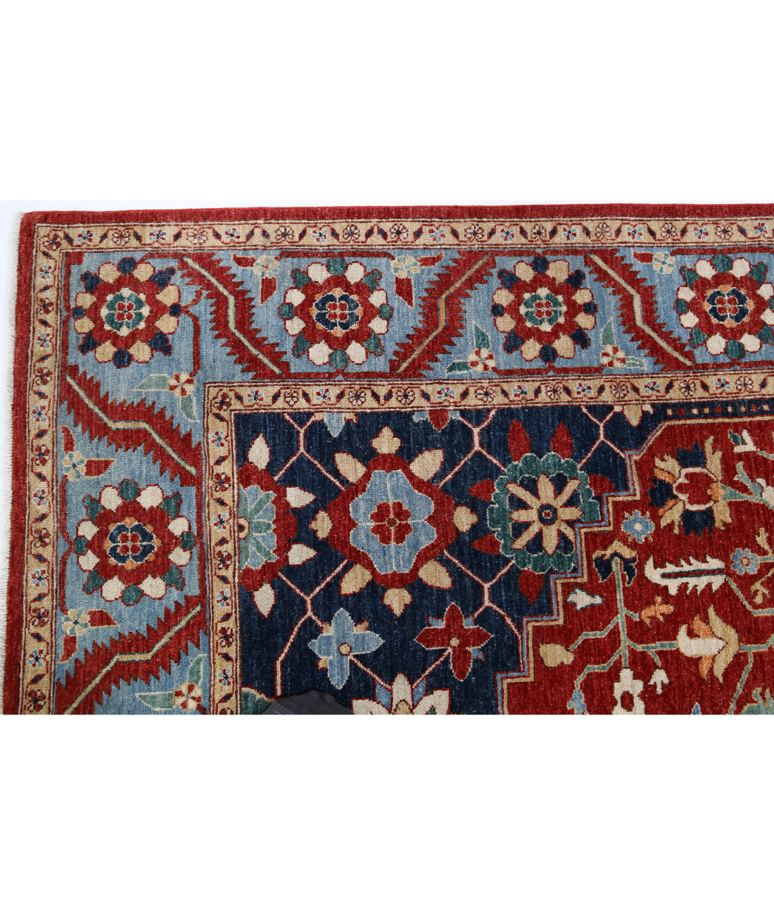 Heriz 8'0'' X 9'5'' Hand-Knotted Wool Rug 8'0'' x 9'5'' (240 X 283) / Red / Blue