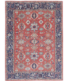 Heriz 9'0'' X 12'4'' Hand-Knotted Wool Rug 9'0'' x 12'4'' (270 X 370) / Red / Blue
