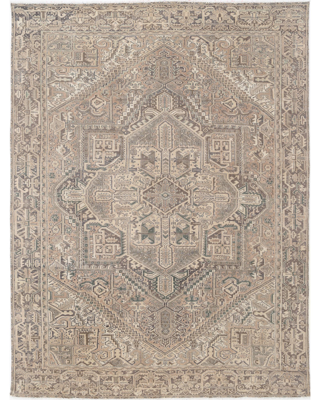 Heriz 9'4'' X 12'8'' Hand-Knotted Wool Rug 9'4'' x 12'8'' (280 X 380) / Taupe / Grey