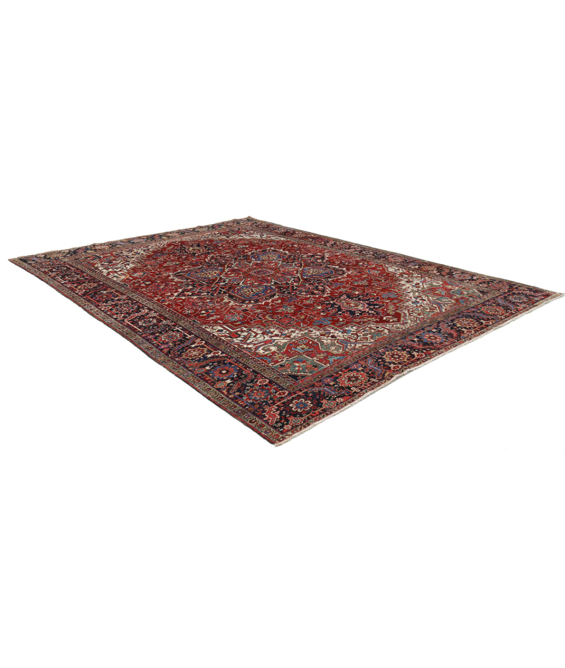 Heriz 10'5'' X 13'8'' Hand-Knotted Wool Rug 10'5'' x 13'8'' (313 X 410) / Red / Blue