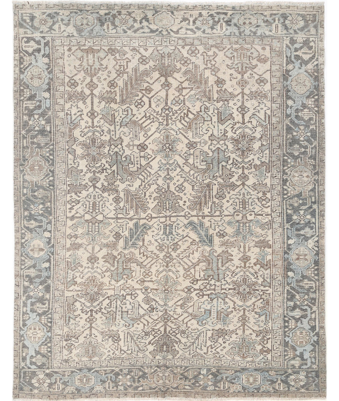 Heriz 6'10'' X 8'4'' Hand-Knotted Wool Rug 6'10'' x 8'4'' (205 X 250) / Ivory / Grey