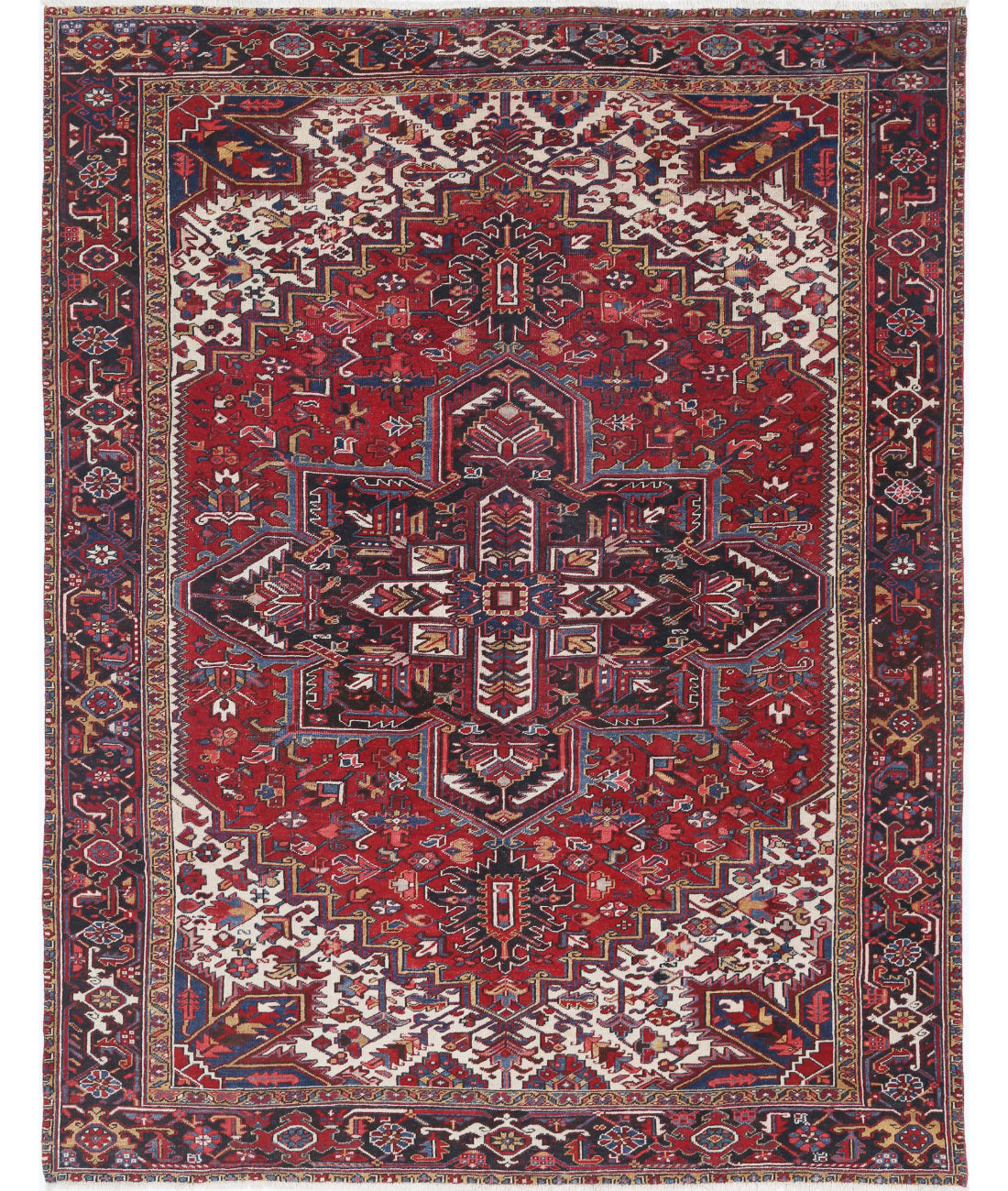 Heriz 8'11'' X 11'8'' Hand-Knotted Wool Rug 8'11'' x 11'8'' (268 X 350) / Red / Blue