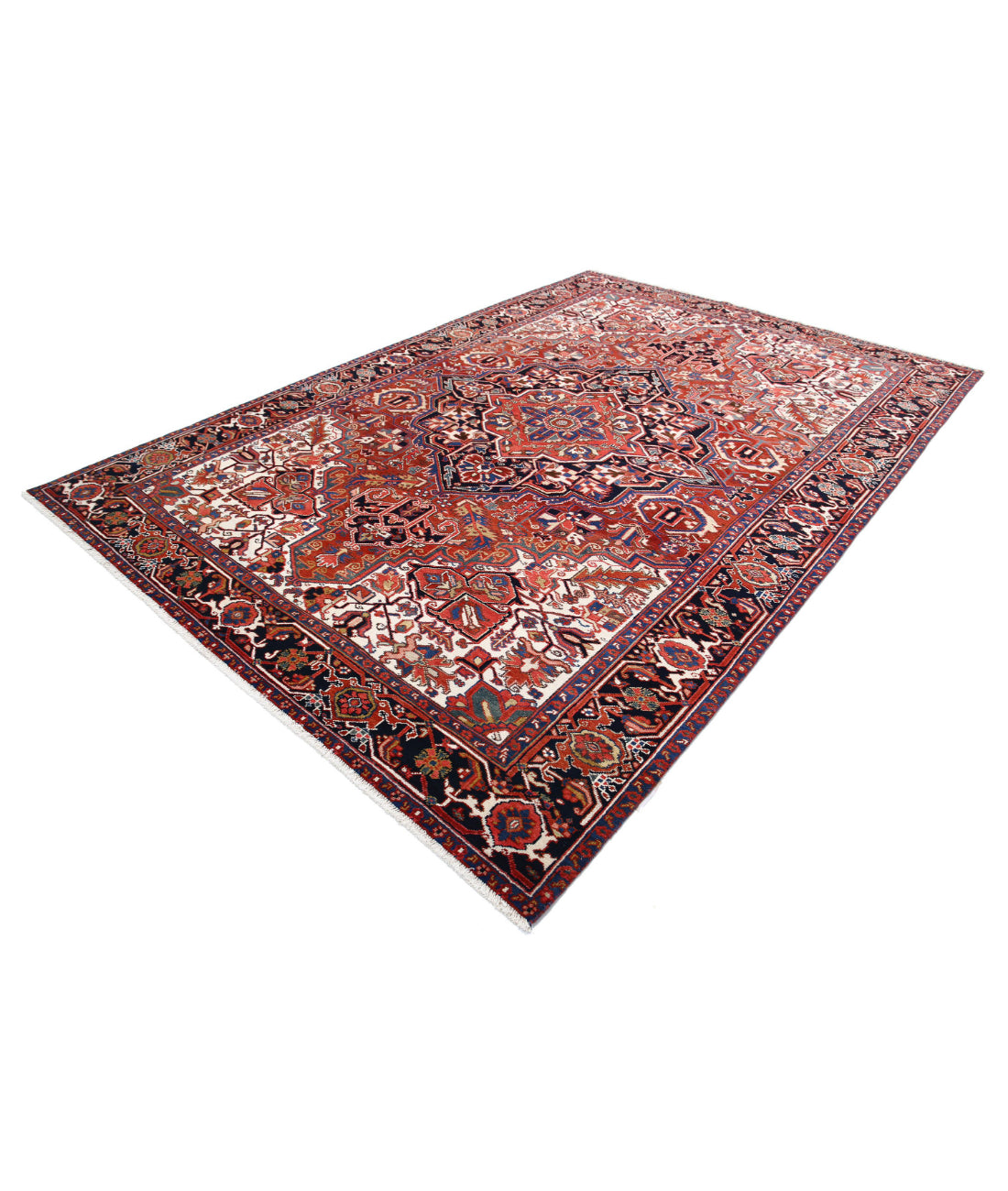 Heriz 7'9'' X 11'4'' Hand-Knotted Wool Rug 7'9'' x 11'4'' (233 X 340) / Rust / Blue