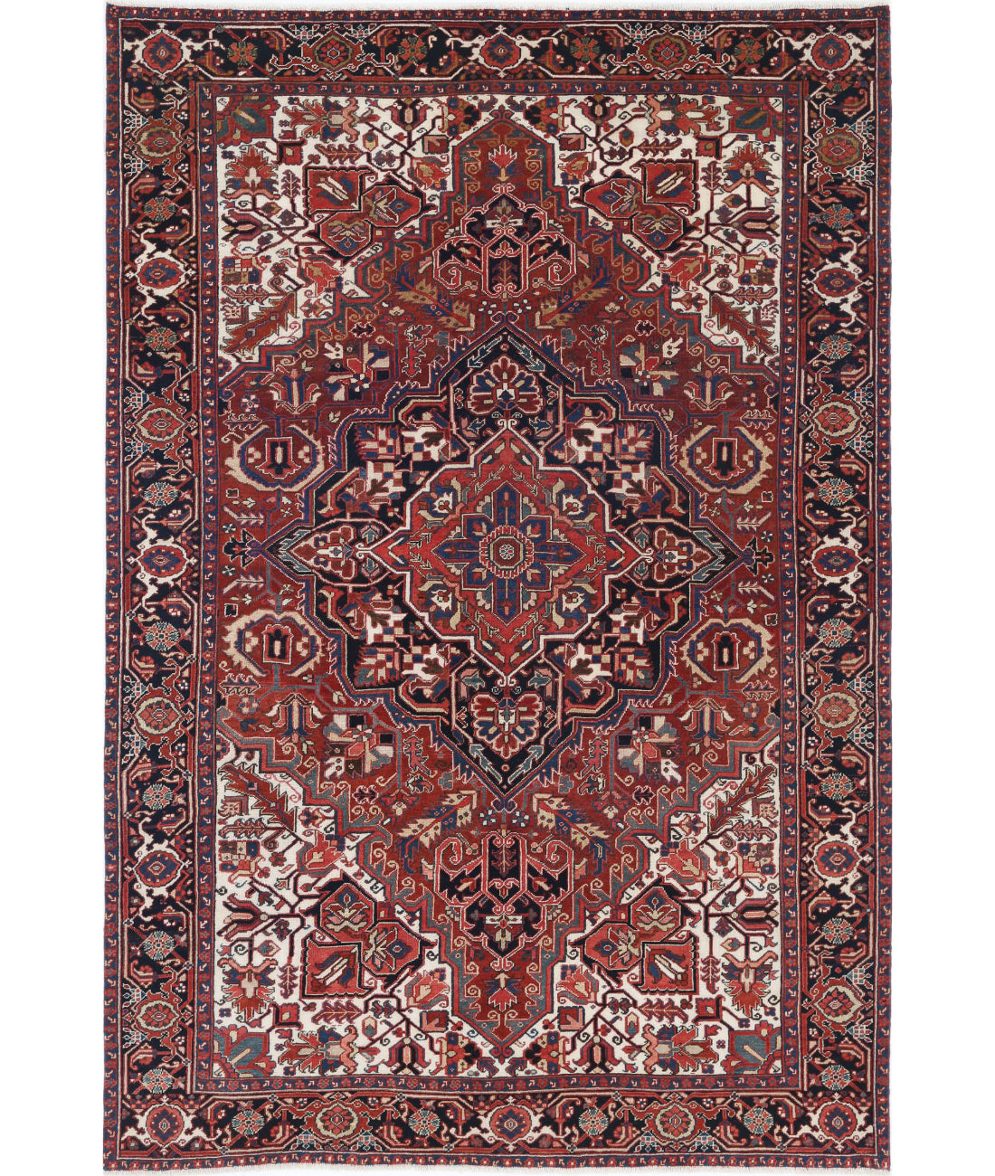Heriz 7'9'' X 11'4'' Hand-Knotted Wool Rug 7'9'' x 11'4'' (233 X 340) / Rust / Blue