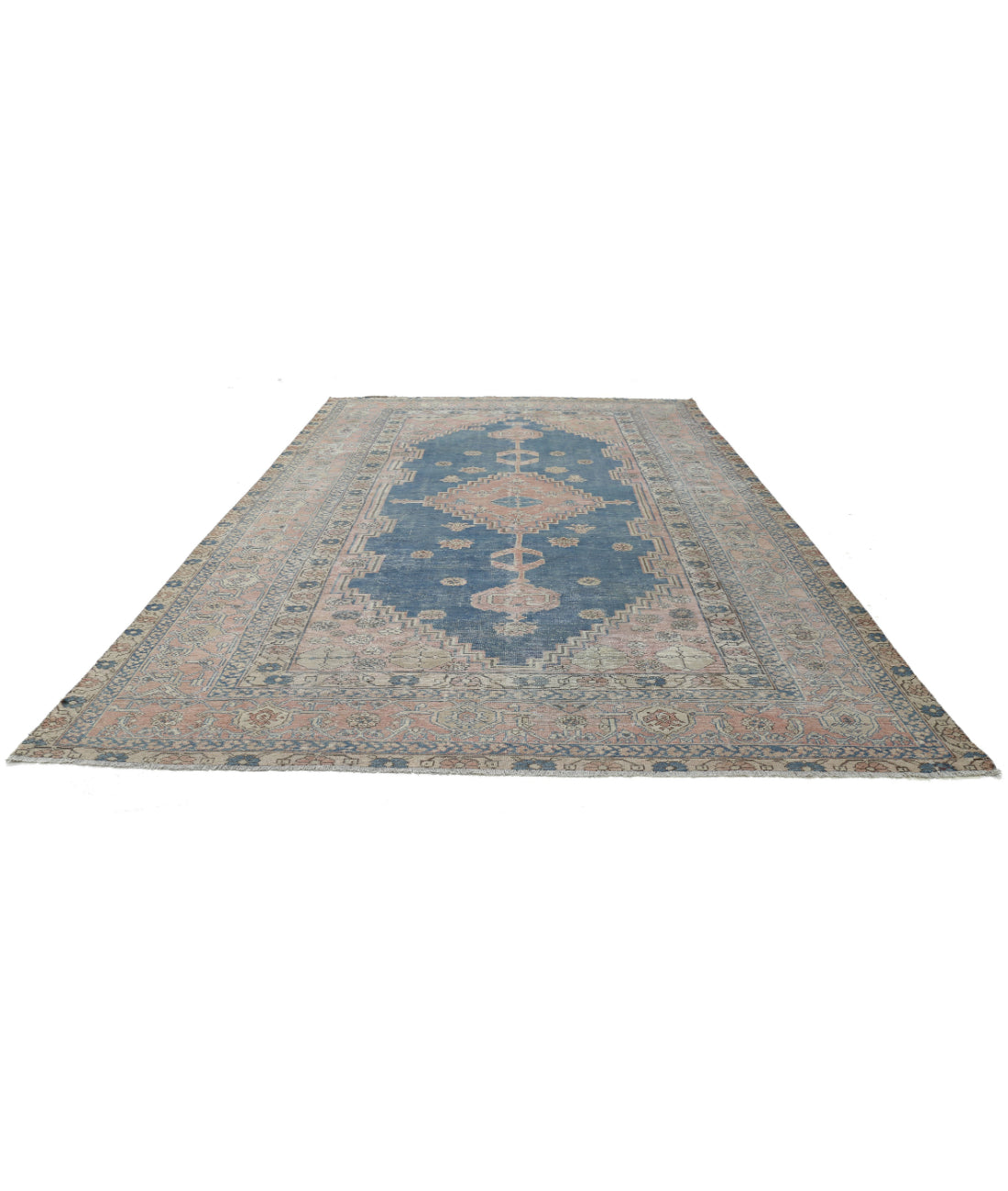 Heriz 9'6'' X 14'0'' Hand-Knotted Wool Rug 9'6'' x 14'0'' (285 X 420) / Blue / Pink