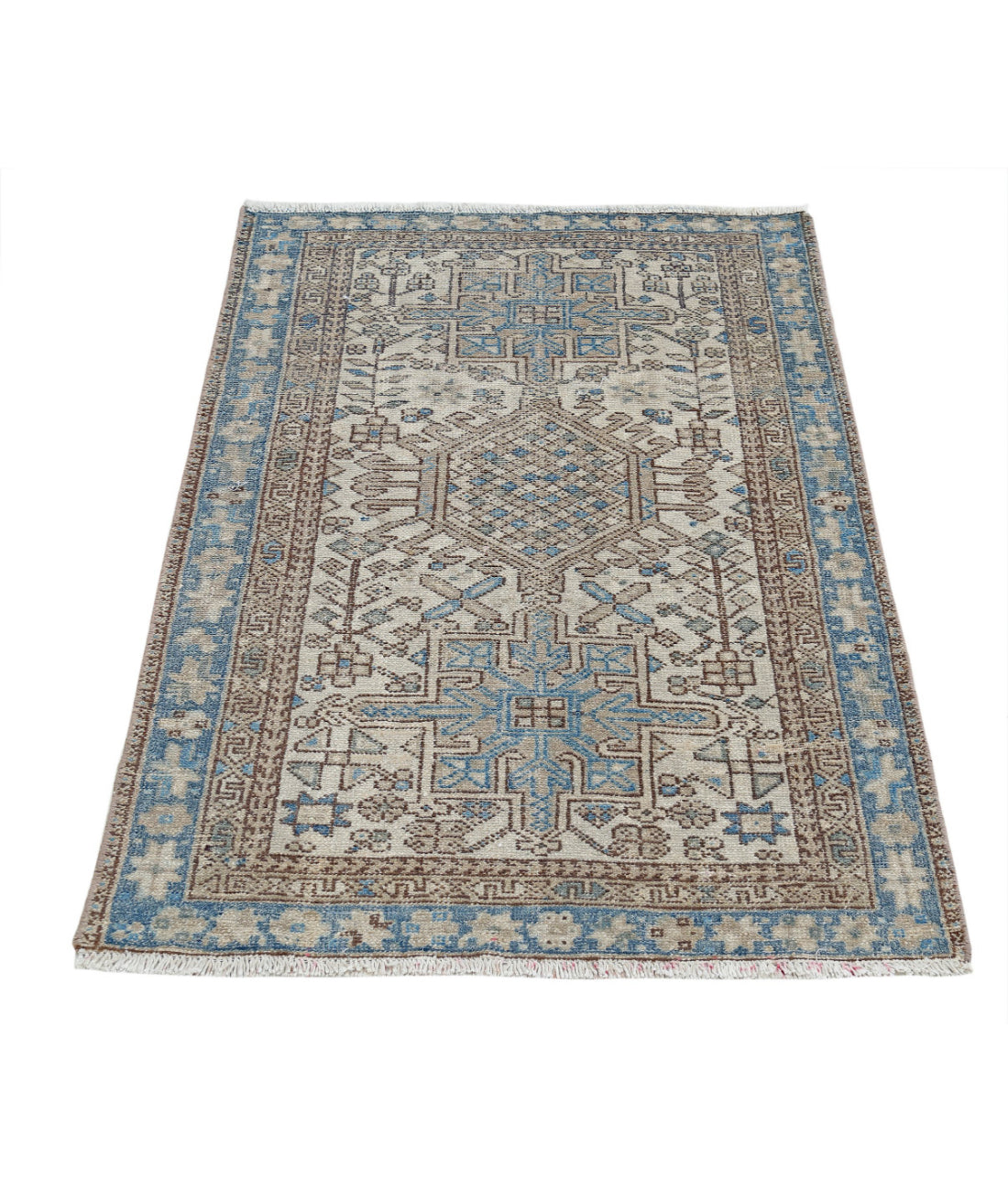 Heriz 3'0'' X 4'5'' Hand-Knotted Wool Rug 3'0'' x 4'5'' (90 X 133) / Ivory / Blue