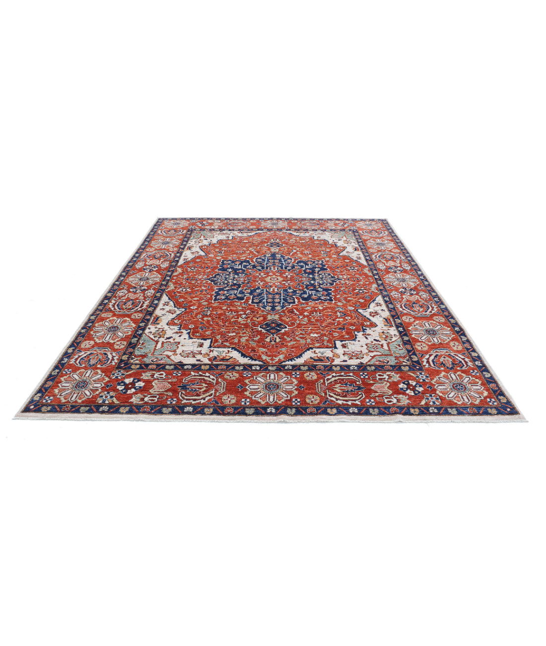 Heriz 8'0'' X 9'11'' Hand-Knotted Wool Rug 8'0'' x 9'11'' (240 X 298) / Ivory / Rust