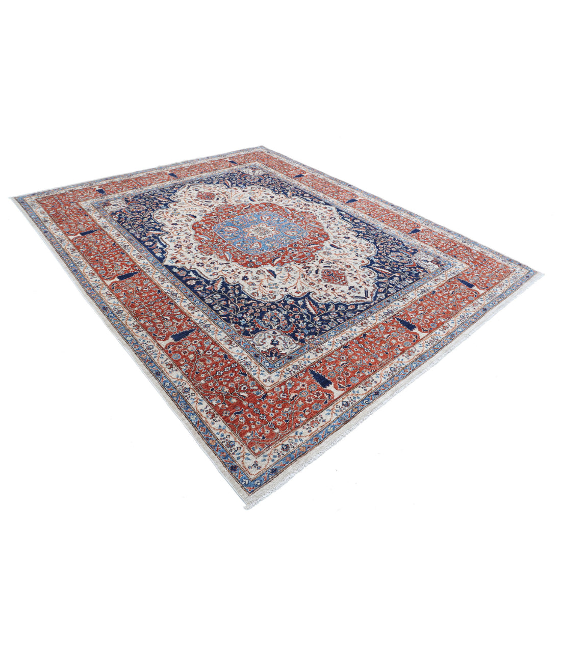 Heriz 7'10'' X 9'5'' Hand-Knotted Wool Rug 7'10'' x 9'5'' (235 X 283) / Ivory / Rust