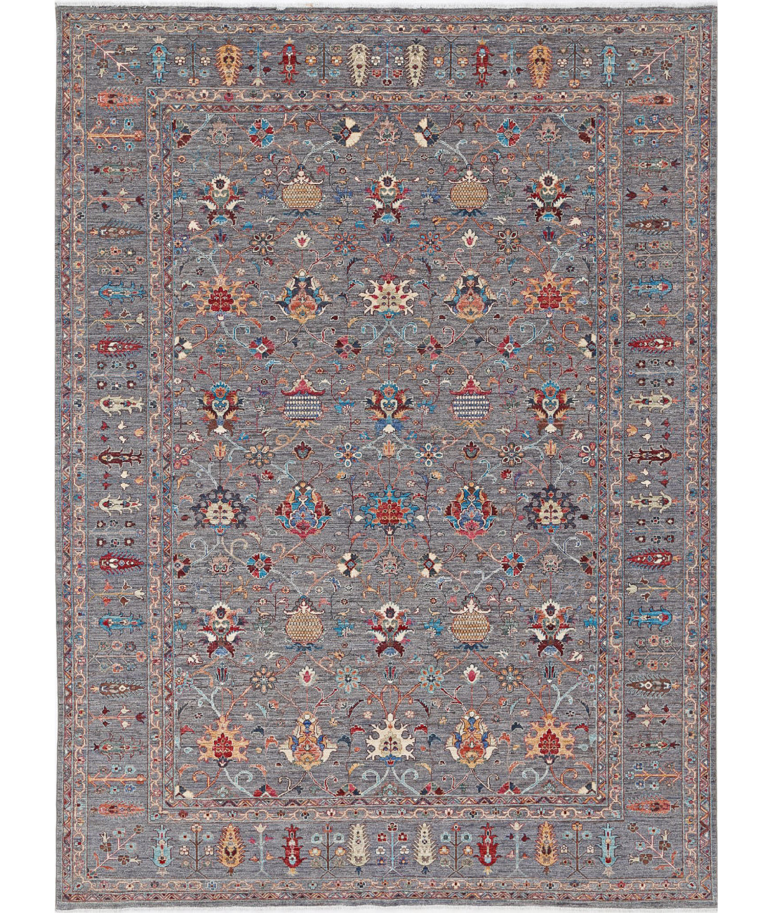 Jasmine 9'0'' X 12'3'' Hand-Knotted Wool Rug 9'0'' x 12'3'' (270 X 368) / Grey / Grey