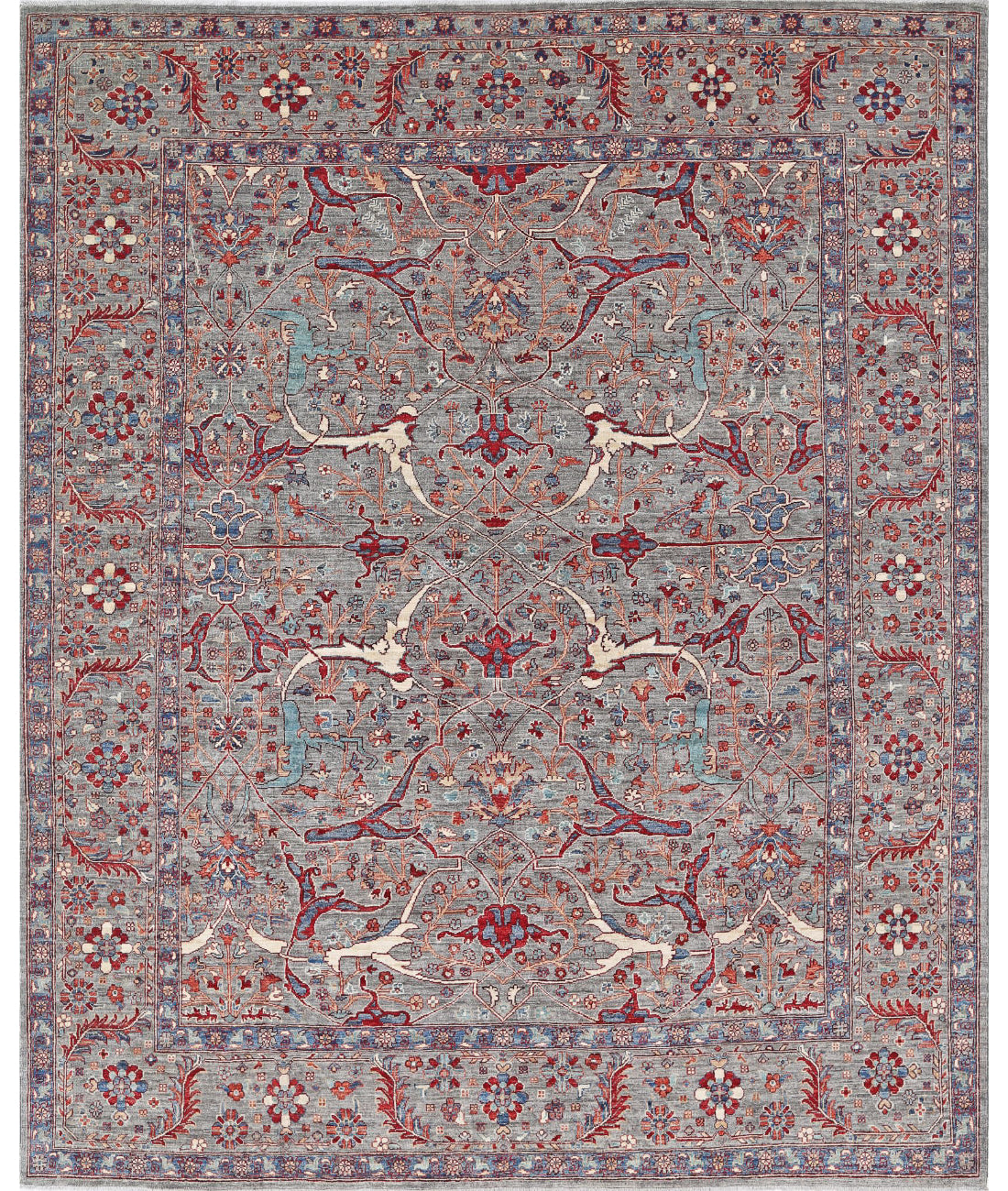 Jasmine 8'0'' X 9'9'' Hand-Knotted Wool Rug 8'0'' x 9'9'' (240 X 293) / Grey / Grey