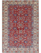 Kazak 7' 11" X 11' 6" Hand-Knotted Wool Rug 7' 11" X 11' 6" (241 X 351) / Red / Ivory