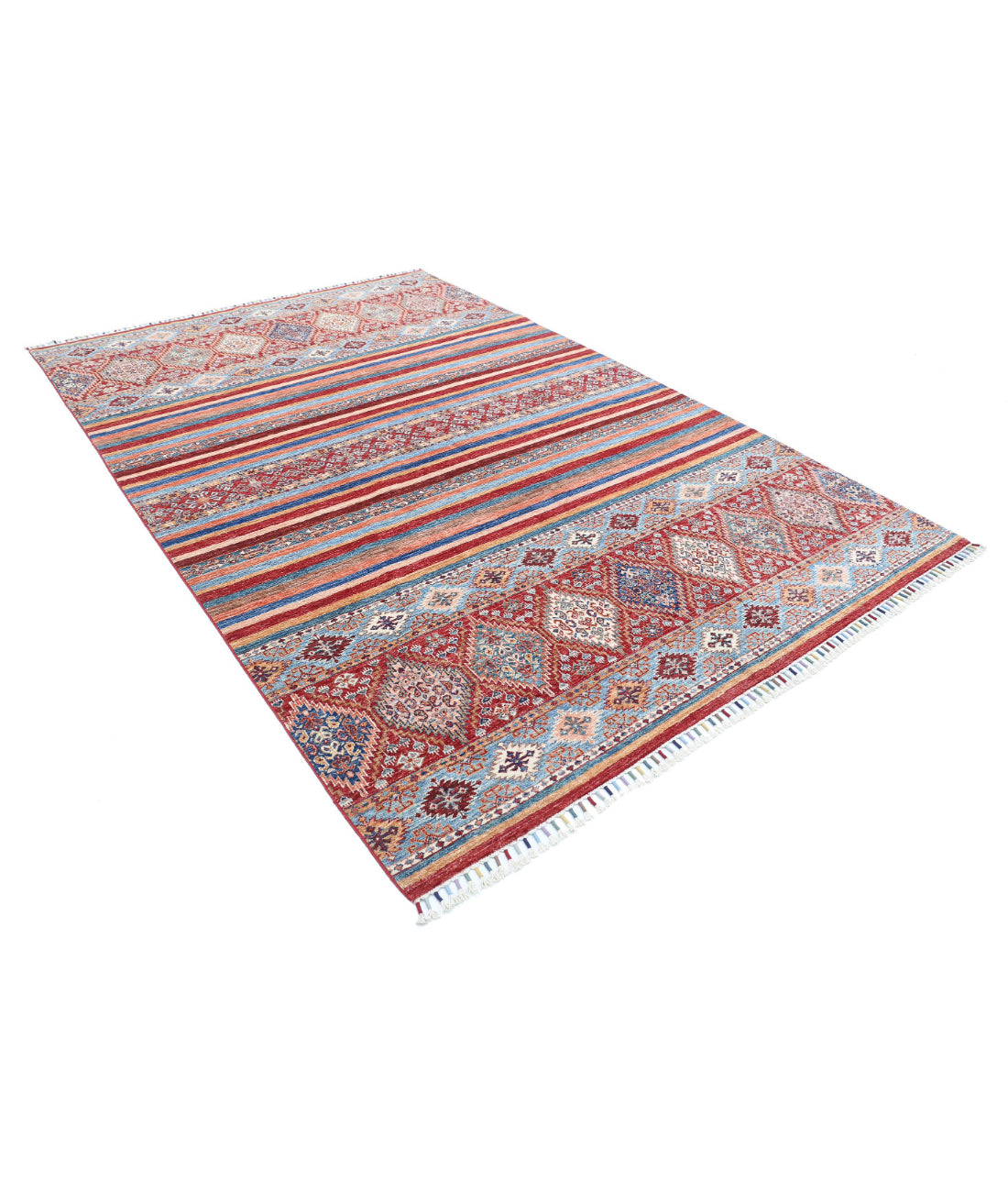 Khurjeen 6'8'' X 9'10'' Hand-Knotted Wool Rug 6'8'' x 9'10'' (200 X 295) / Multi / Red