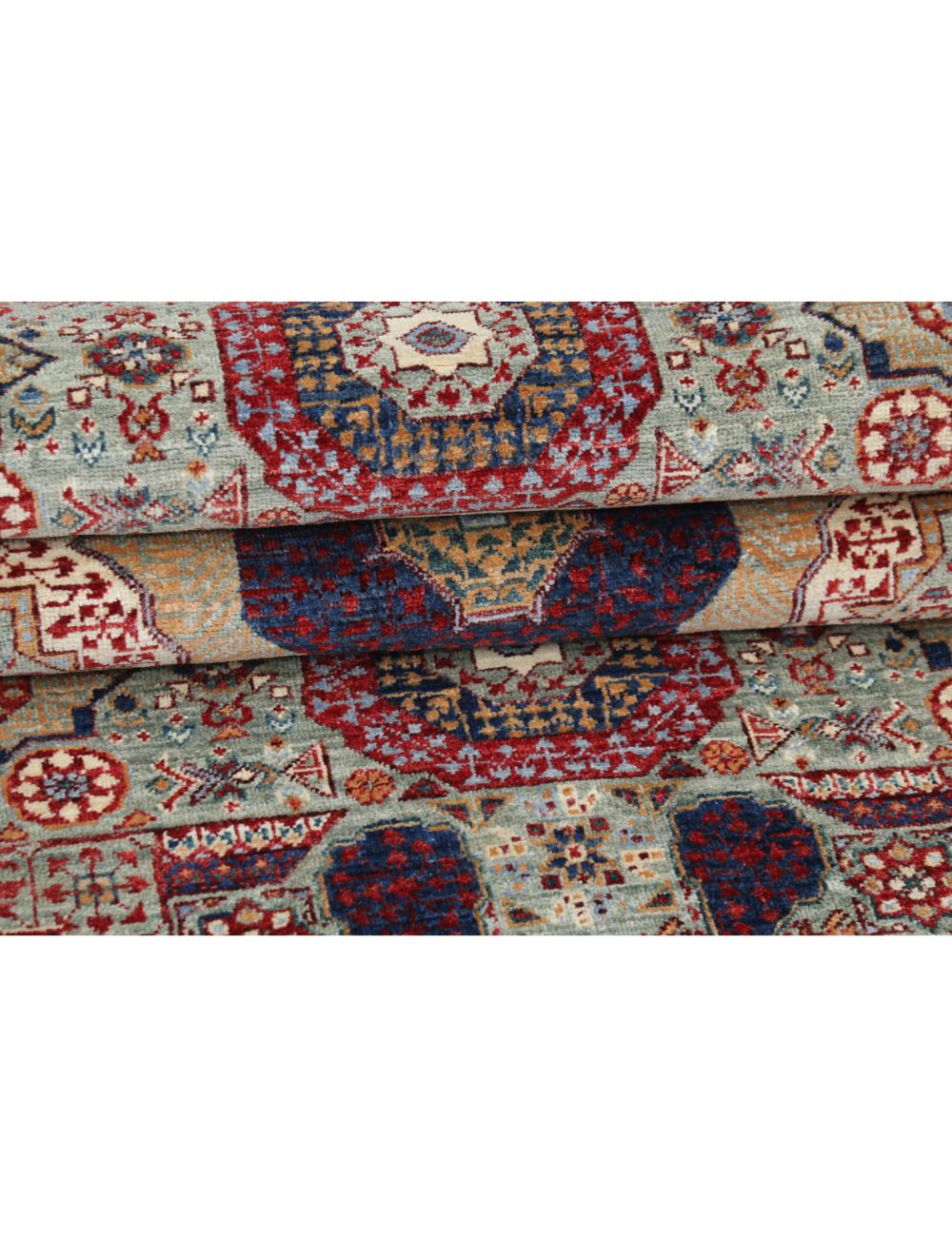 Mamluk 2' 6" X 27' 6" Hand-Knotted Wool Rug 2' 6" X 27' 6" (76 X 838) / Green / Red