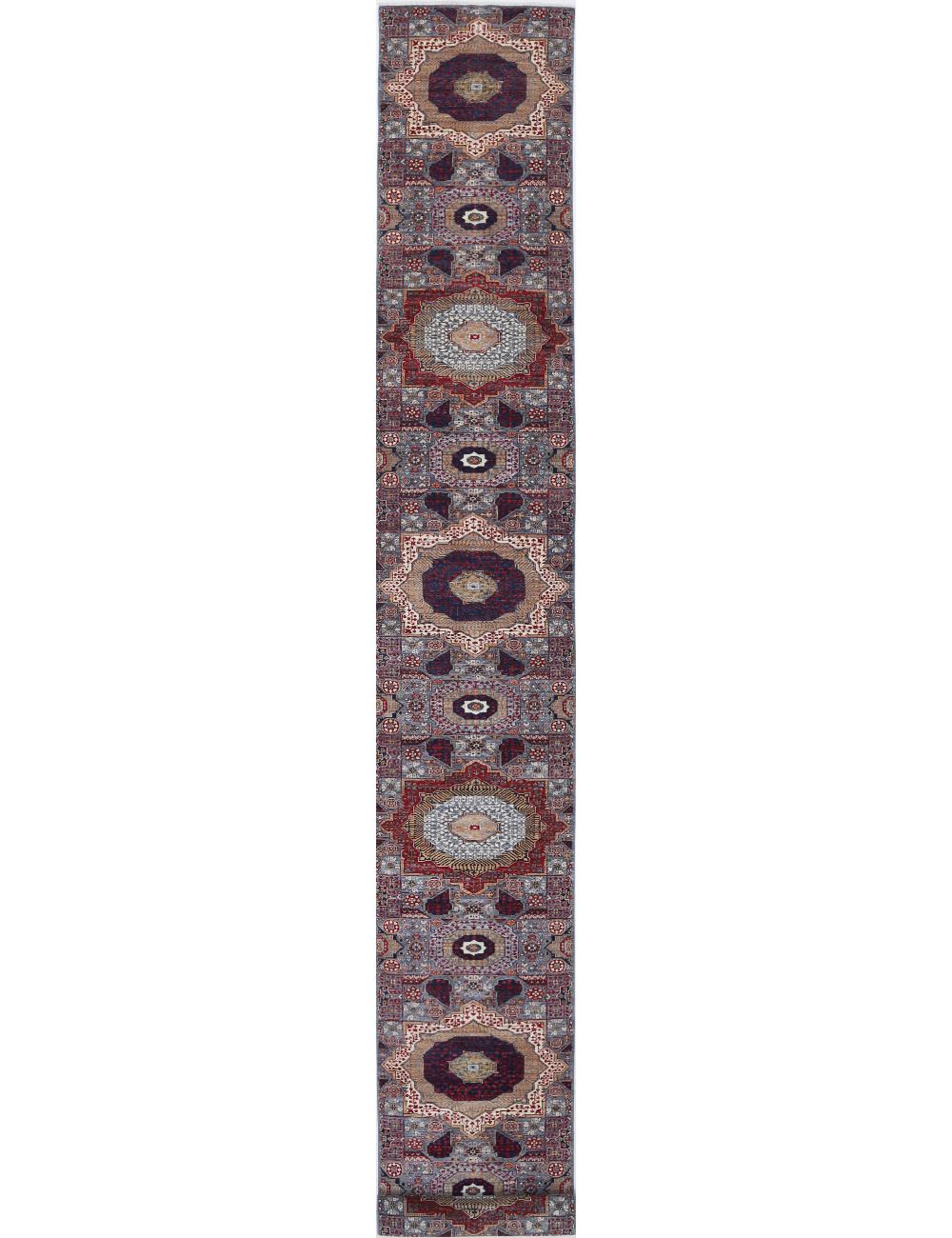 Mamluk 2' 6" X 27' 5" Hand-Knotted Wool Rug 2' 6" X 27' 5" (76 X 836) / Blue / Red