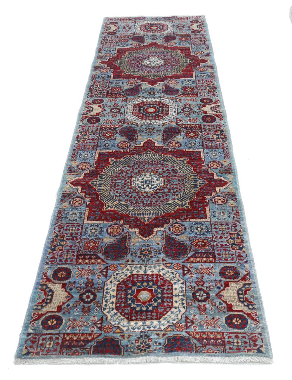 Mamluk 2' 7" X 9' 9" Hand-Knotted Wool Rug 2' 7" X 9' 9" (79 X 297) / Blue / Red