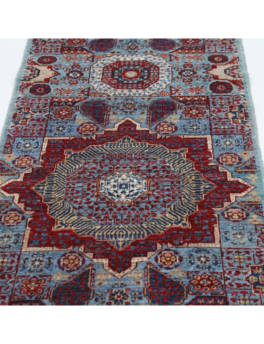 Mamluk 2' 7" X 9' 9" Hand-Knotted Wool Rug 2' 7" X 9' 9" (79 X 297) / Blue / Red