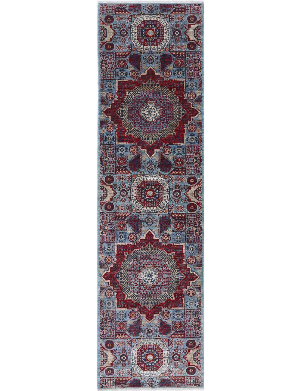 Mamluk 2' 7" X 9' 9" Hand-Knotted Wool Rug 2' 7" X 9' 9" (79 X 297) / Blue / Red