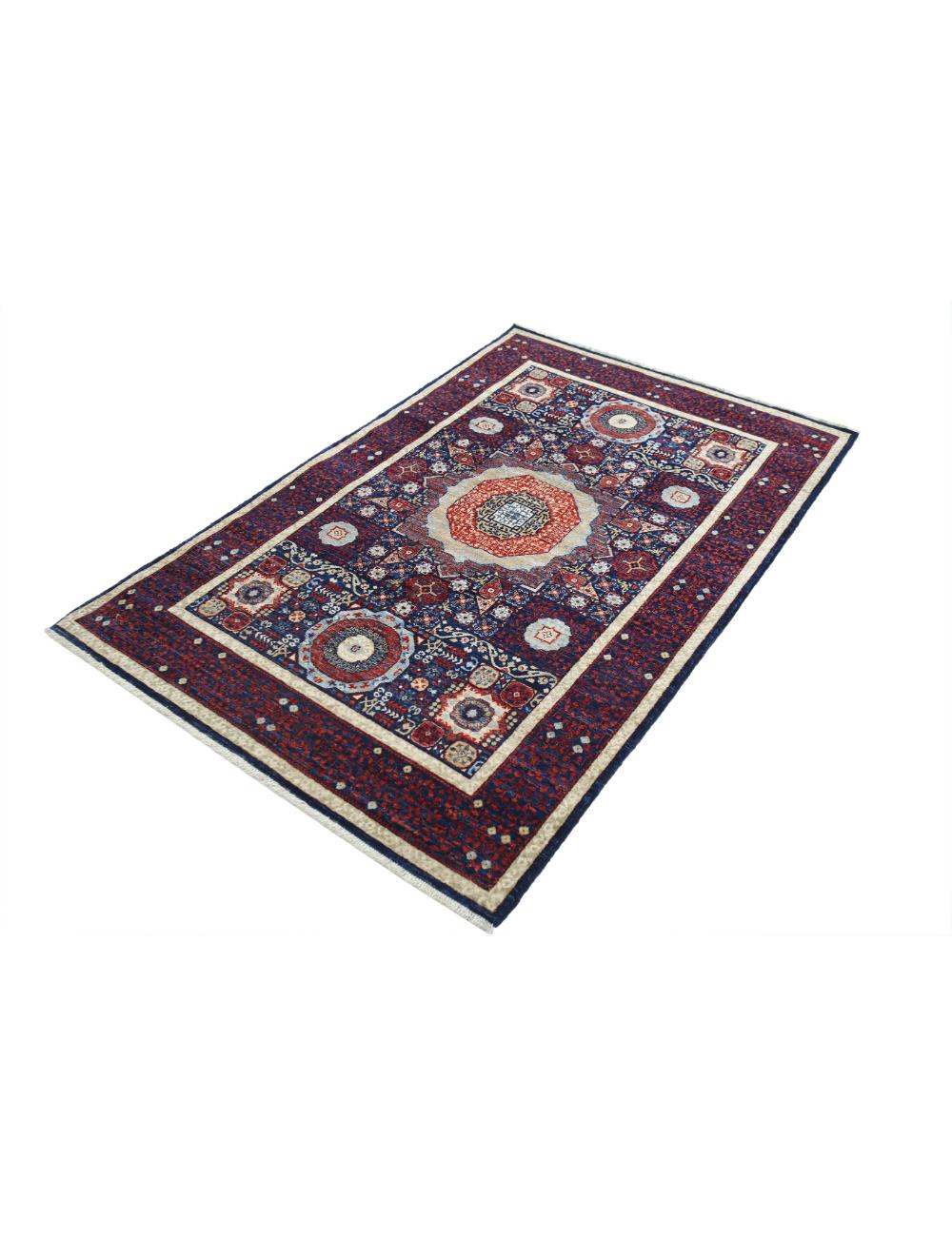 Mamluk 3' 11" X 6' 1" Hand-Knotted Wool Rug 3' 11" X 6' 1" (119 X 185) / Blue / Blue