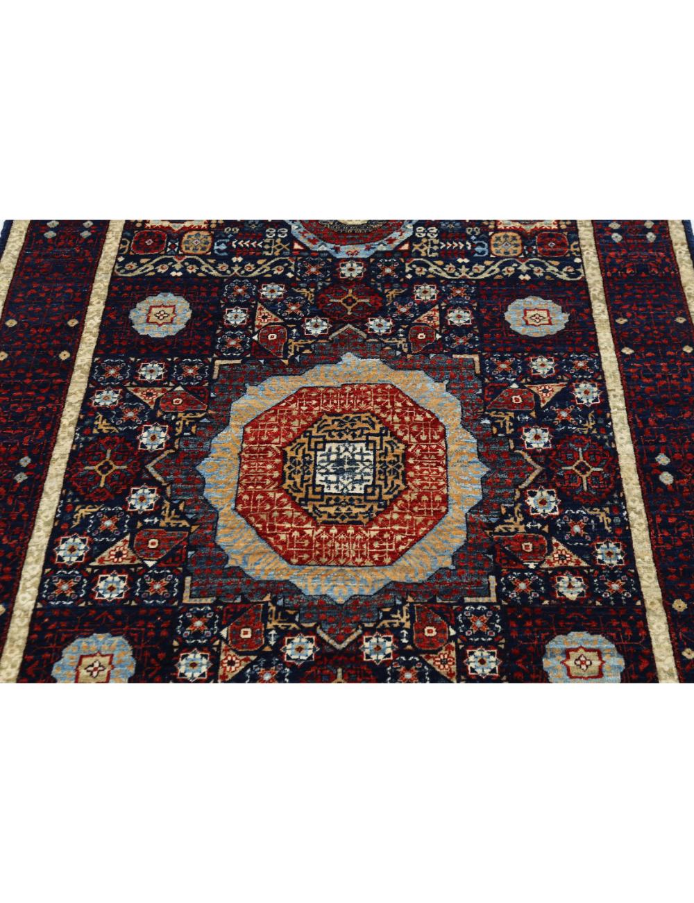 Mamluk 3' 11" X 6' 1" Hand-Knotted Wool Rug 3' 11" X 6' 1" (119 X 185) / Blue / Blue
