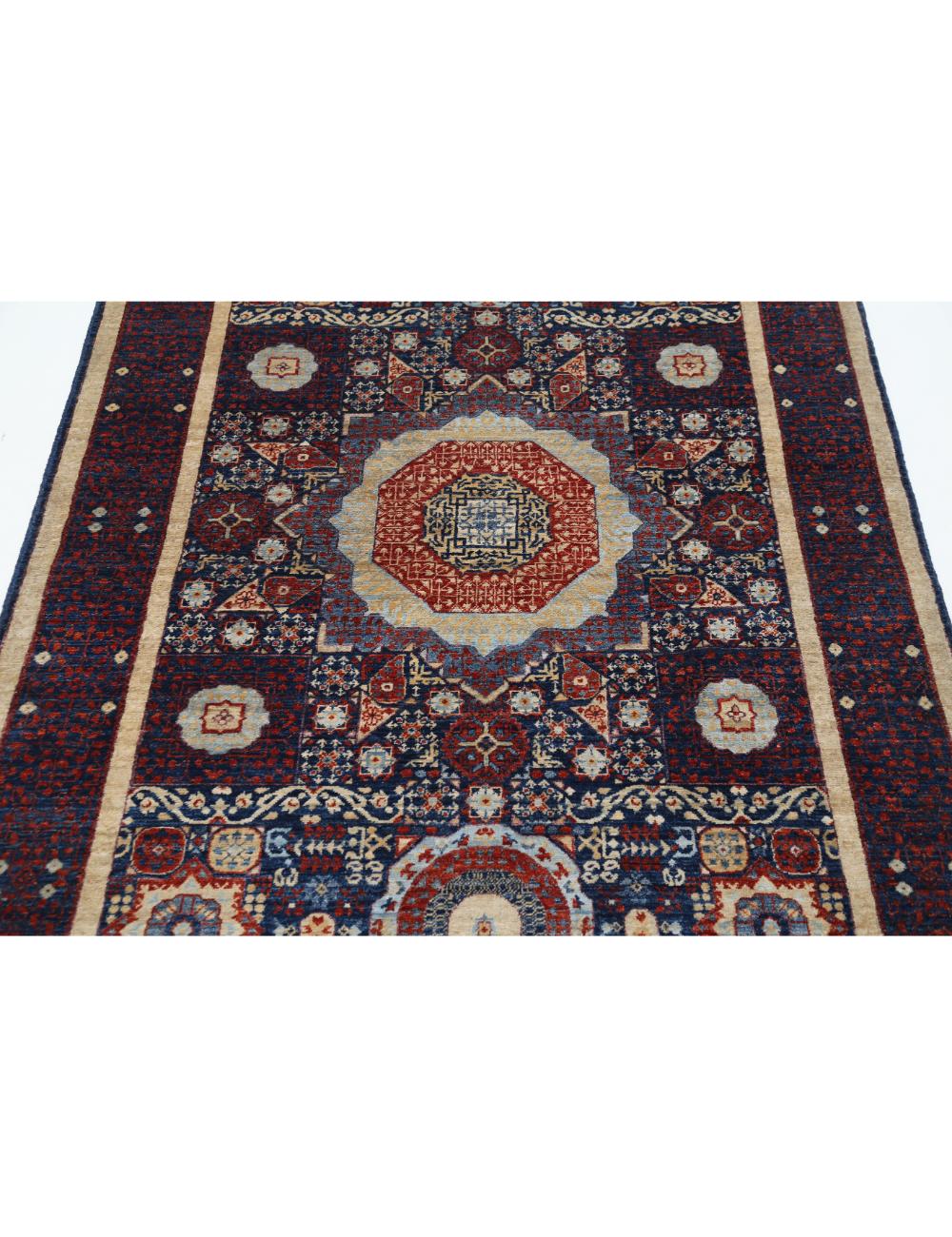 Mamluk 4' 1" X 5' 11" Hand-Knotted Wool Rug 4' 1" X 5' 11" (124 X 180) / Blue / Red