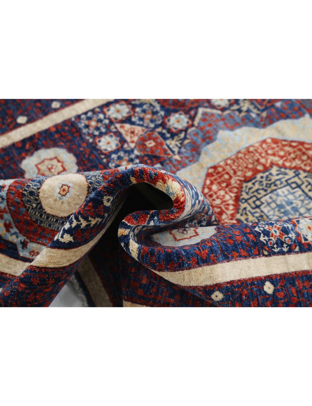 Mamluk 4' 1" X 5' 11" Hand-Knotted Wool Rug 4' 1" X 5' 11" (124 X 180) / Blue / Red