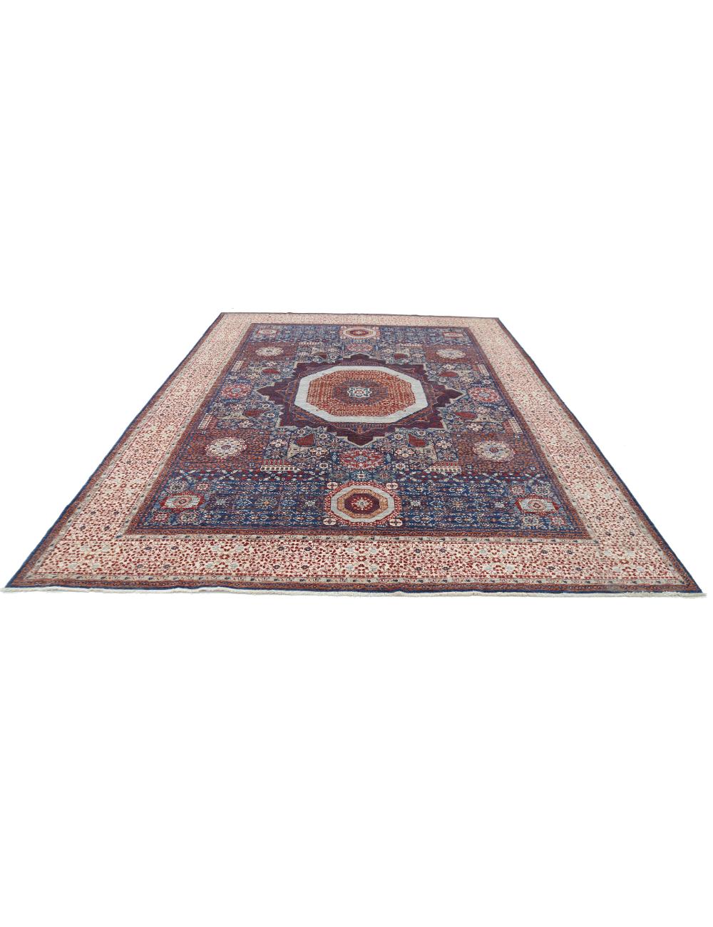 Mamluk 9' 0" X 11' 11" Hand-Knotted Wool Rug 9' 0" X 11' 11" (274 X 363) / Blue / Ivory