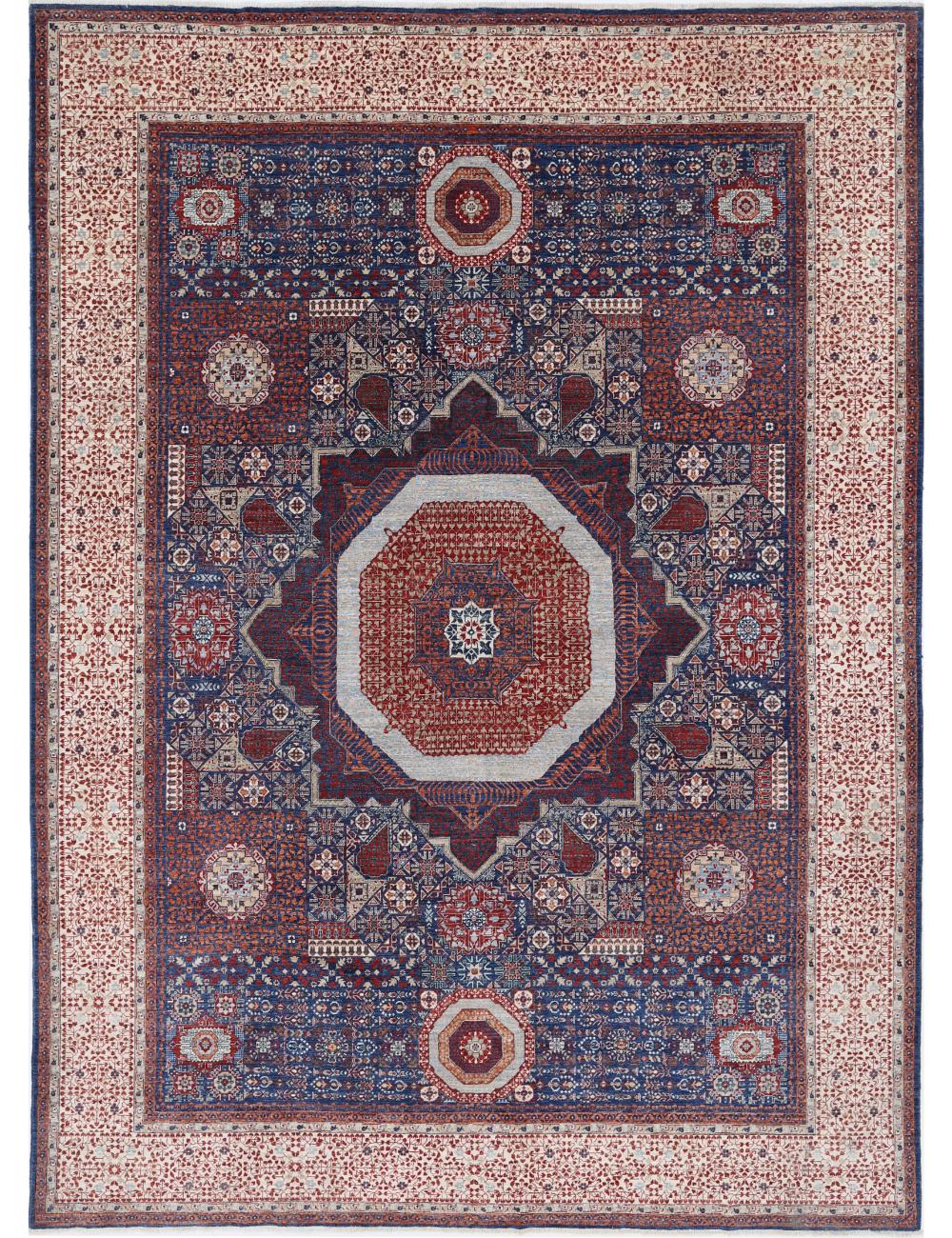 Mamluk 9' 0" X 11' 11" Hand-Knotted Wool Rug 9' 0" X 11' 11" (274 X 363) / Blue / Ivory