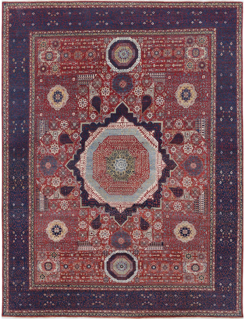 Mamluk 11' 8" X 14' 11" Hand-Knotted Wool Rug 11' 8" X 14' 11" (356 X 455) / Red / Blue