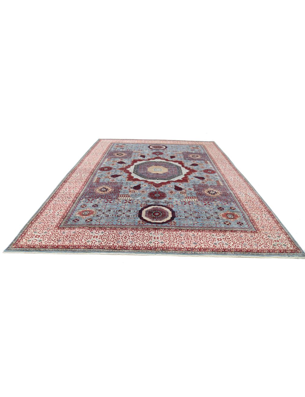 Mamluk 9' 10" X 13' 9" Hand-Knotted Wool Rug 9' 10" X 13' 9" (300 X 419) / Blue / Ivory