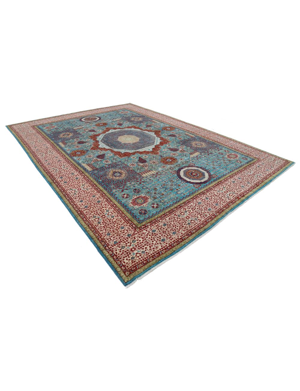 Mamluk 9' 9" X 13' 10" Hand-Knotted Wool Rug 9' 9" X 13' 10" (297 X 422) / Teal / Ivory
