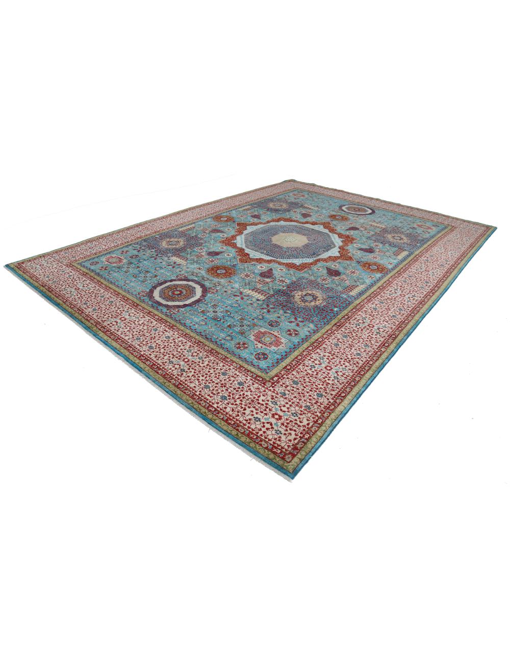 Mamluk 9' 9" X 13' 10" Hand-Knotted Wool Rug 9' 9" X 13' 10" (297 X 422) / Teal / Ivory