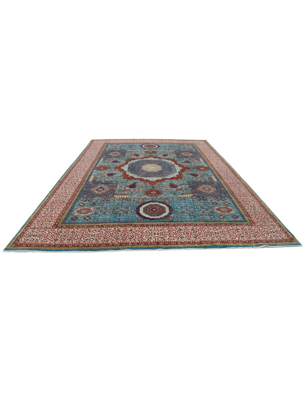 Mamluk 9' 9" X 13' 10" Hand-Knotted Wool Rug 9' 9" X 13' 10" (297 X 422) / Teal / Ivory