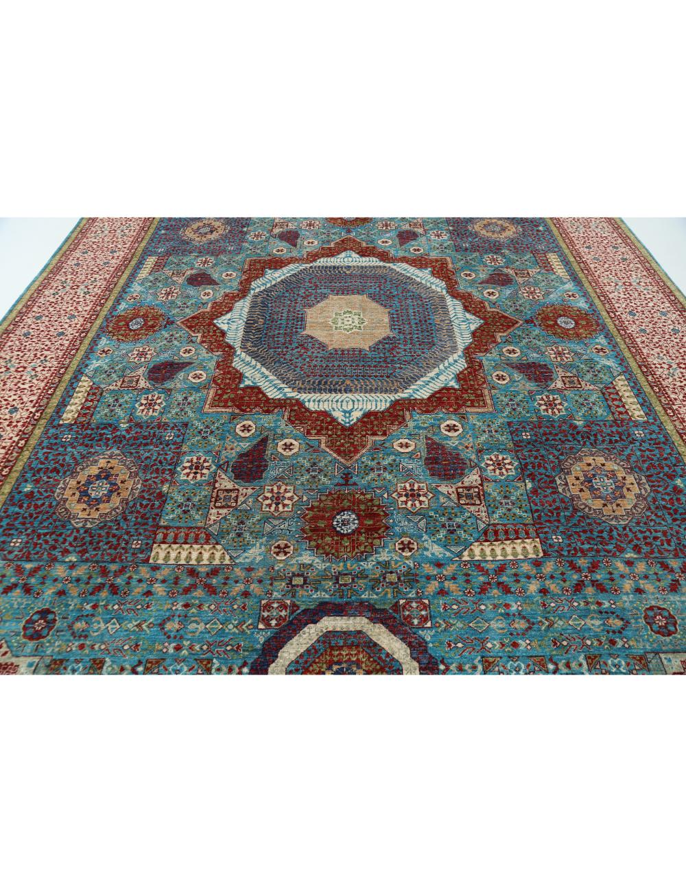 Mamluk 9' 9" X 13' 10" Hand-Knotted Wool Rug 9' 9" X 13' 10" (297 X 422) / Teal / Ivory