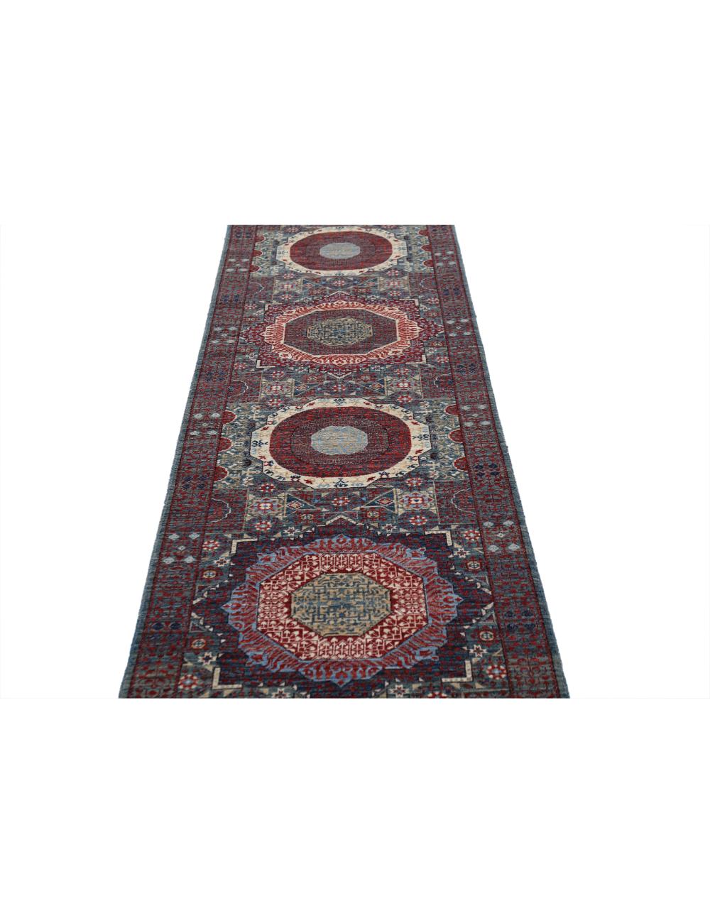Mamluk 2' 6" X 19' 2" Hand-Knotted Wool Rug 2' 6" X 19' 2" (76 X 584) / Green / Red