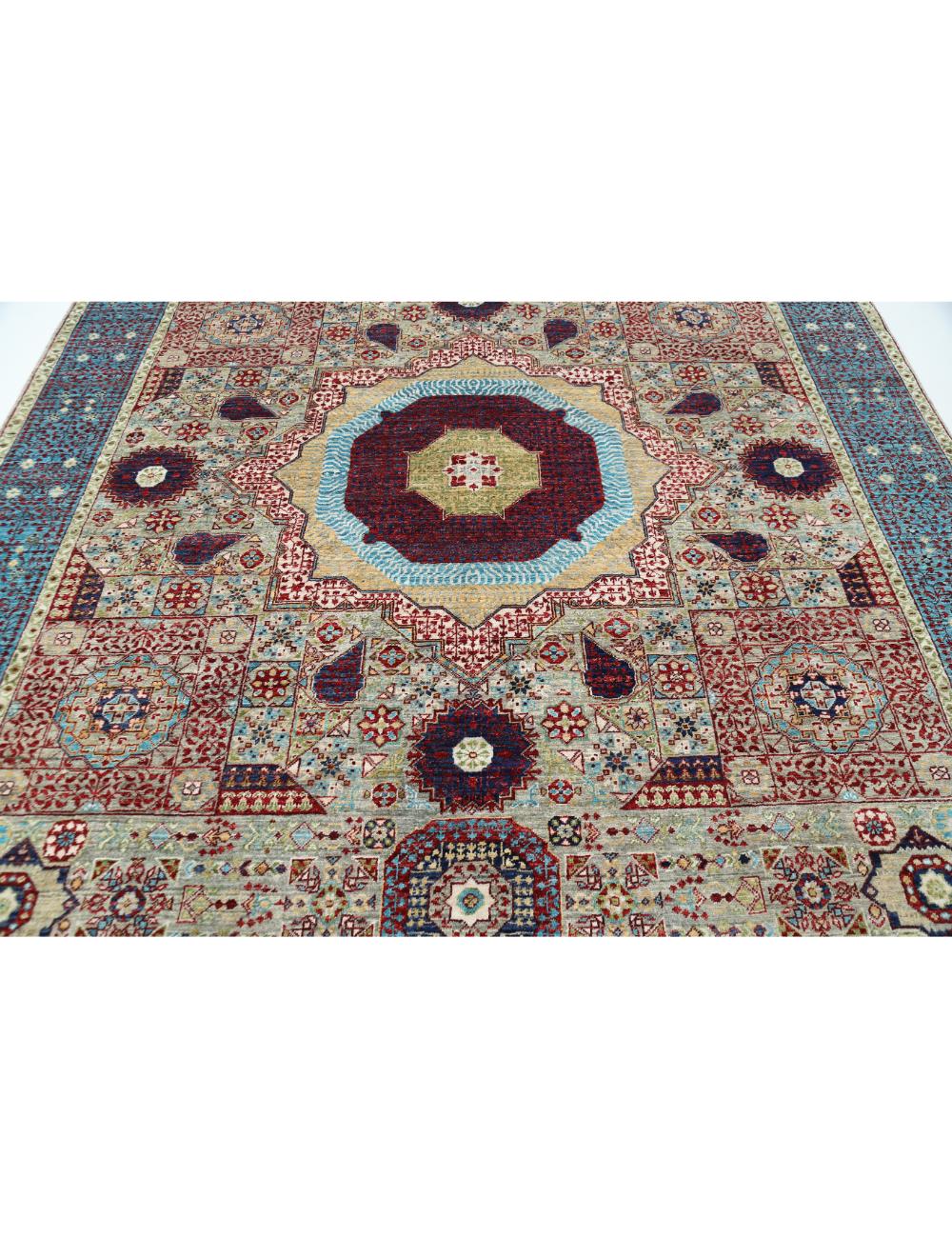 Mamluk 8' 2" X 9' 10" Hand-Knotted Wool Rug 8' 2" X 9' 10" (249 X 300) / Grey / Teal