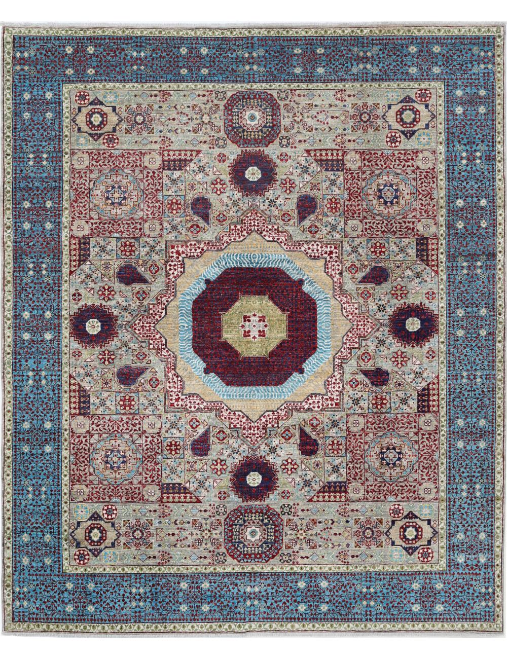 Mamluk 8' 2" X 9' 10" Hand-Knotted Wool Rug 8' 2" X 9' 10" (249 X 300) / Grey / Teal