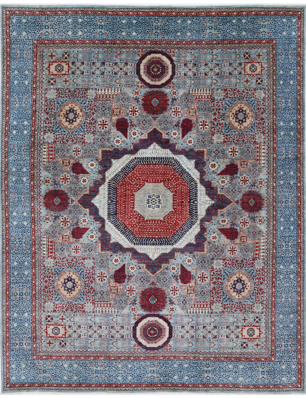 Mamluk 11' 8" X 14' 11" Hand-Knotted Wool Rug 11' 8" X 14' 11" (356 X 455) / Blue / Blue