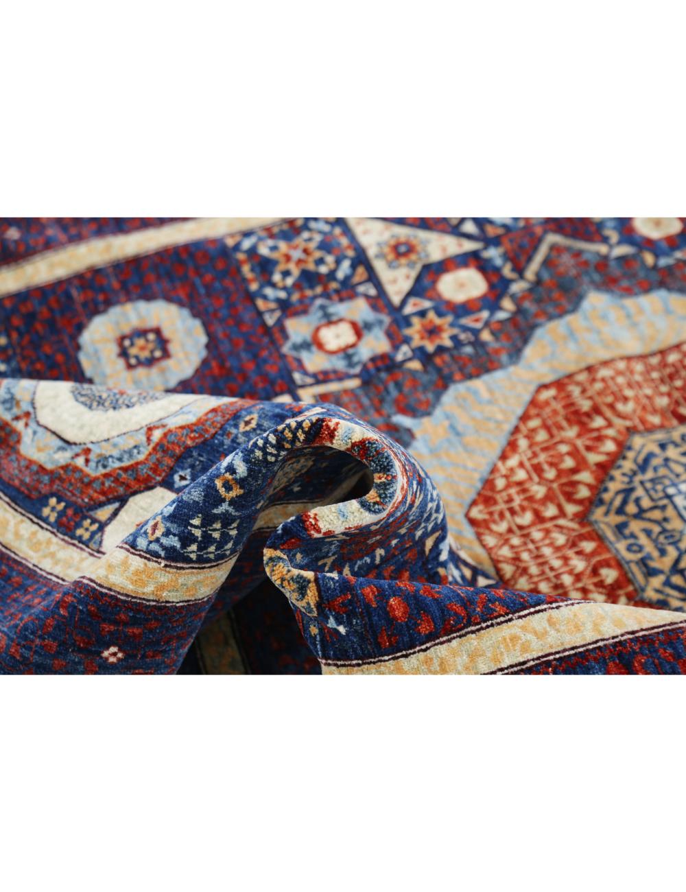 Mamluk 5' 2" X 7' 1" Hand-Knotted Wool Rug 5' 2" X 7' 1" (157 X 216) / Blue / Red