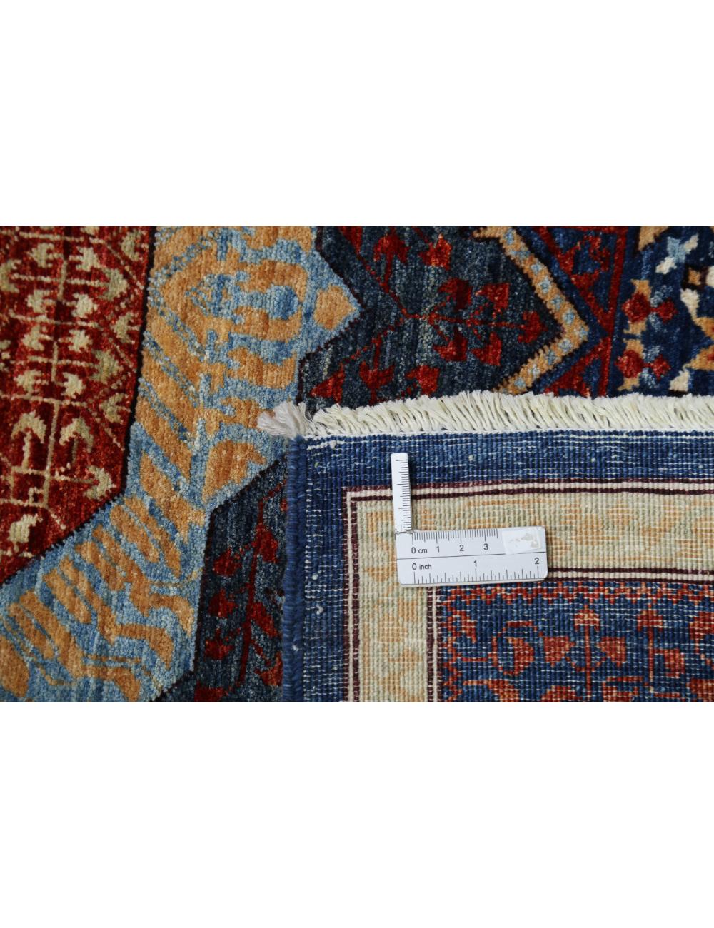 Mamluk 5' 2" X 7' 1" Hand-Knotted Wool Rug 5' 2" X 7' 1" (157 X 216) / Blue / Red