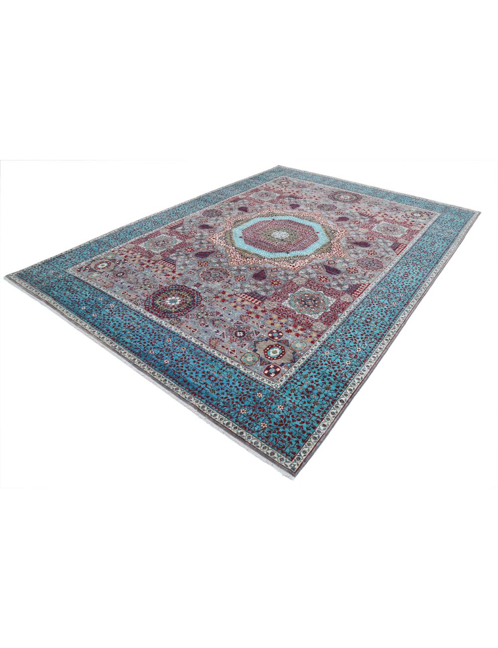 Mamluk 9' 1" X 12' 3" Hand-Knotted Wool Rug 9' 1" X 12' 3" (277 X 373) / Grey / Teal