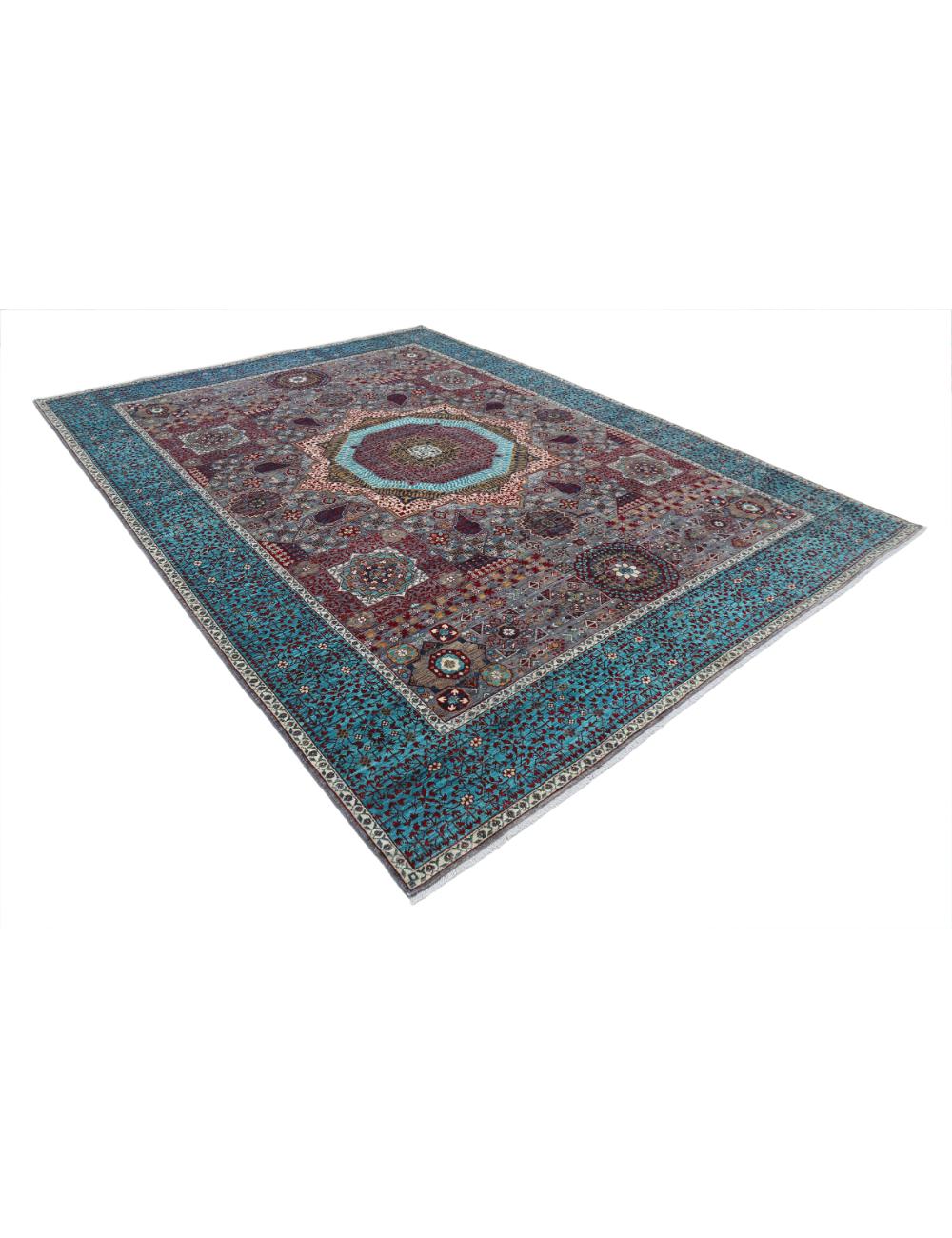 Mamluk 9' 1" X 12' 3" Hand-Knotted Wool Rug 9' 1" X 12' 3" (277 X 373) / Grey / Teal