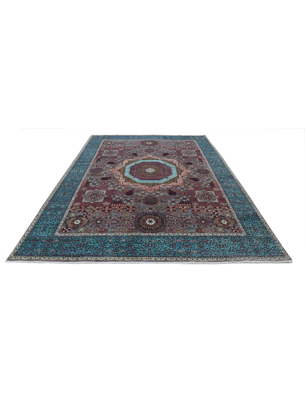 Mamluk 9' 1" X 12' 3" Hand-Knotted Wool Rug 9' 1" X 12' 3" (277 X 373) / Grey / Teal