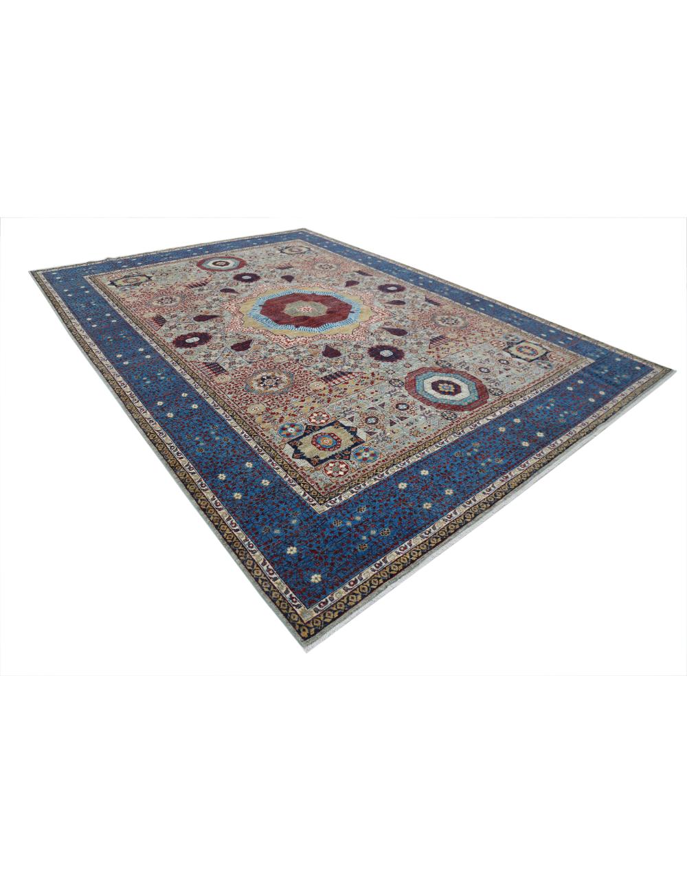 Mamluk 10' 0" X 13' 10" Hand-Knotted Wool Rug 10' 0" X 13' 10" (305 X 422) / Grey / Teal